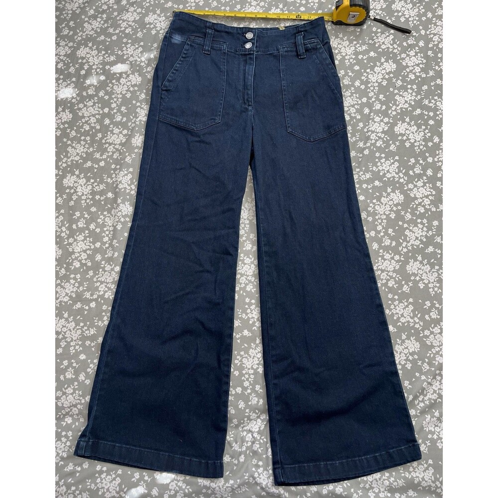 Maeve by Anthropologie The Colette Wide Leg Jeans 30P Patch Pocket Dark Wash